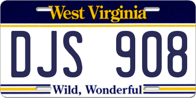 WV license plate DJS908