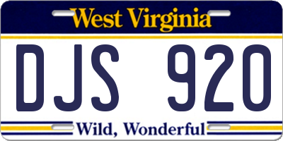 WV license plate DJS920
