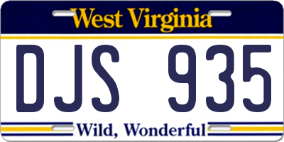 WV license plate DJS935