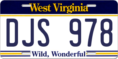 WV license plate DJS978