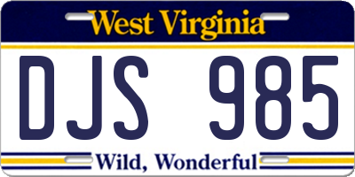 WV license plate DJS985