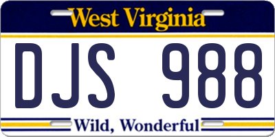 WV license plate DJS988