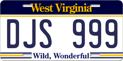 WV license plate DJS999