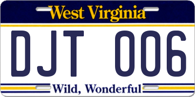 WV license plate DJT006