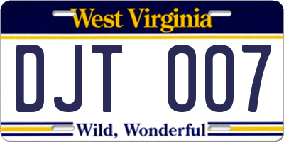 WV license plate DJT007