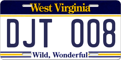 WV license plate DJT008