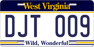 WV license plate DJT009