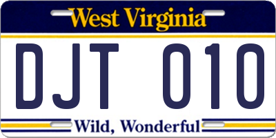 WV license plate DJT010