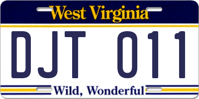 WV license plate DJT011