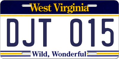 WV license plate DJT015