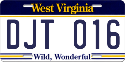 WV license plate DJT016