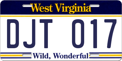 WV license plate DJT017