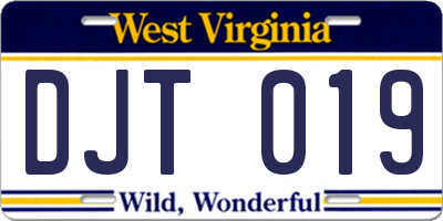 WV license plate DJT019