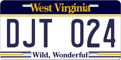 WV license plate DJT024