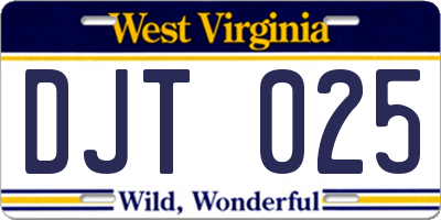 WV license plate DJT025