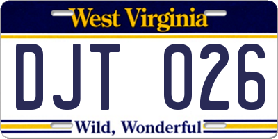 WV license plate DJT026