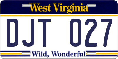 WV license plate DJT027
