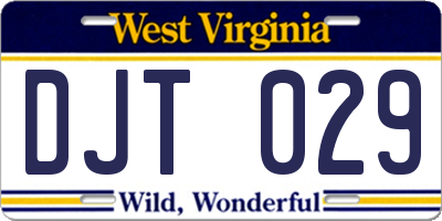 WV license plate DJT029