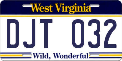 WV license plate DJT032
