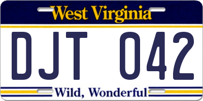 WV license plate DJT042