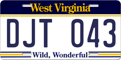 WV license plate DJT043