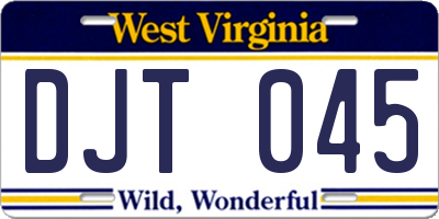 WV license plate DJT045