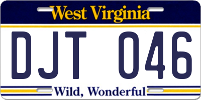 WV license plate DJT046