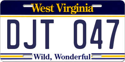 WV license plate DJT047