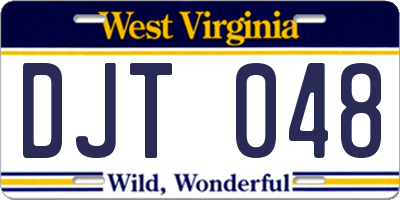 WV license plate DJT048