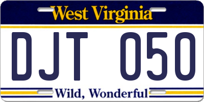 WV license plate DJT050