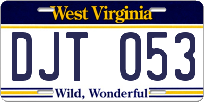 WV license plate DJT053