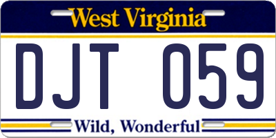 WV license plate DJT059