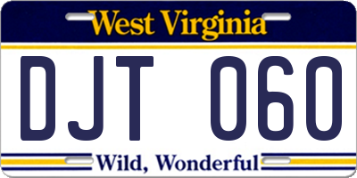 WV license plate DJT060