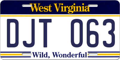 WV license plate DJT063
