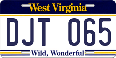 WV license plate DJT065