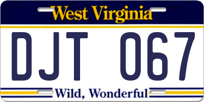 WV license plate DJT067
