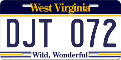 WV license plate DJT072
