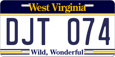 WV license plate DJT074