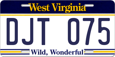 WV license plate DJT075