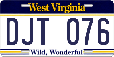WV license plate DJT076