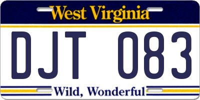 WV license plate DJT083