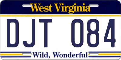 WV license plate DJT084