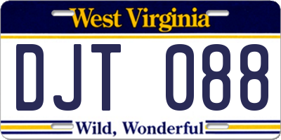 WV license plate DJT088