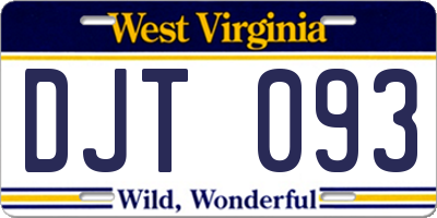 WV license plate DJT093