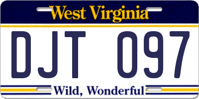 WV license plate DJT097