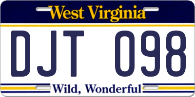 WV license plate DJT098