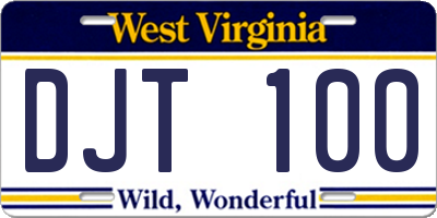 WV license plate DJT100