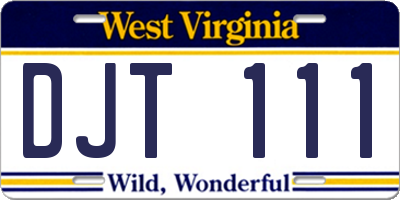 WV license plate DJT111