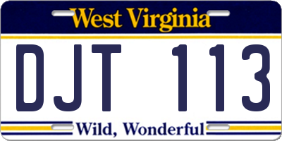 WV license plate DJT113