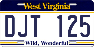 WV license plate DJT125